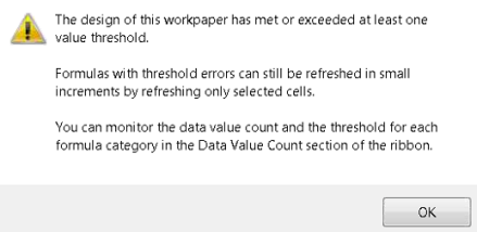 Screen capture showing the pop-up that appears when you exceed the threshold.
